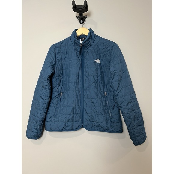 The North Face Women's Quilted Full Zip Jacket Blue Insulated Lightweight Size M - Picture 2 of 7